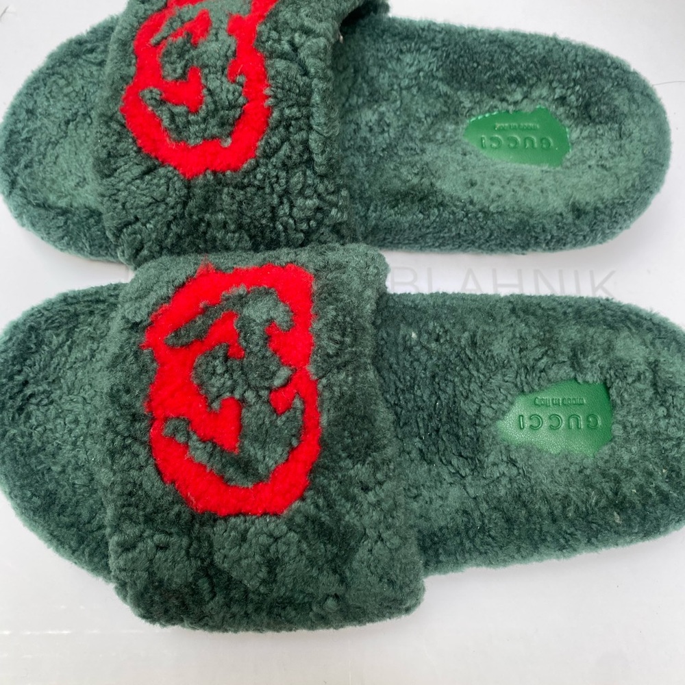 Gucci Interlocking G Shearling Slide